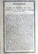Decapitation of the Earl of Derby Bolton Chronicle 1845 Ephemera - Image 3