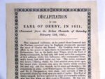 Decapitation of the Earl of Derby Bolton Chronicle 1845 Ephemera - Image 4