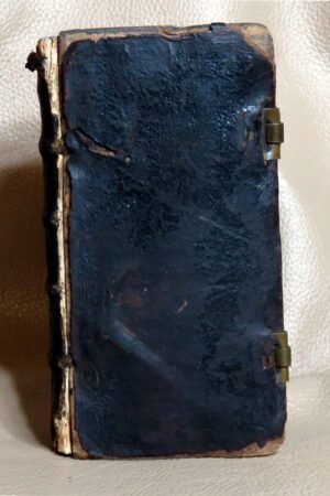 1654 pocket Bible OT imprinted by Evan Tyler for a Society of Stationers with brass clasps and red ruling